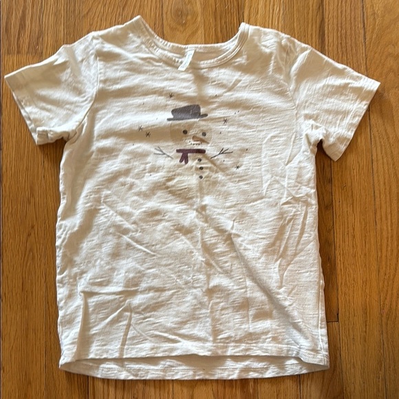 Rylee + Cru 8/9 organic cotton snowman tee shirt kids white great pre owned cond - Picture 1 of 7